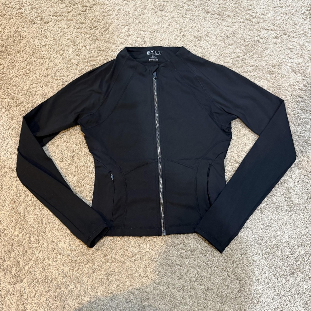 BYLT Jacket Womens Small Black Premium Basics Full Zip Track Athletic Running